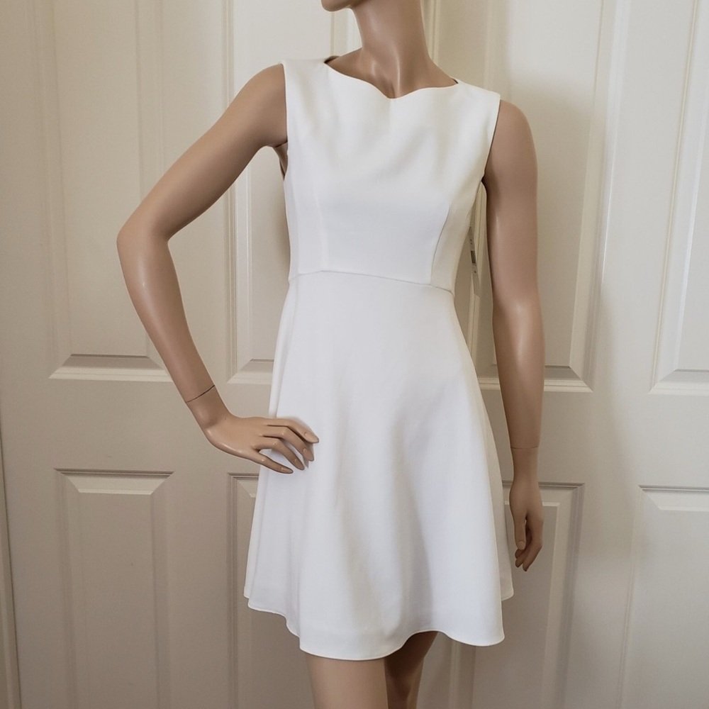 French Connection Feather Ruth Fit Flare Skater Dress SZ 6 Off White
